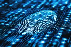 Fingerprint scanner digital footprint computer security safety tracking transparency biometrics finger scan recognition network security privacy identification id access password photo