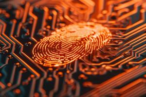 Fingerprint scanner digital footprint computer security safety tracking transparency biometrics finger scan recognition network security privacy identification id access password photo
