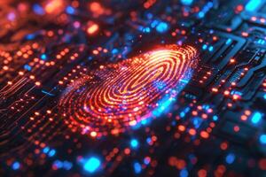 Fingerprint scanner digital footprint computer security safety tracking transparency biometrics finger scan recognition network security privacy identification id access password photo