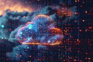 Cloud computing network safe encrypted storage personal data protection verified technology encription security protocol wireless file transfer drive service cyberspace global database photo