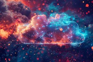 Cloud computing network safe encrypted storage personal data protection verified technology encription security protocol wireless file transfer drive service cyberspace global database photo