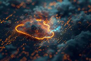 Cloud computing network safe encrypted storage personal data protection verified technology encription security protocol wireless file transfer drive service cyberspace global database photo