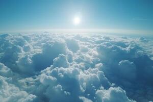Blue skies sky white fluffy clouds beautiful summer spring weather sunny day happiness joy background cumulus cloud meditation meteorology realistic soft shapes photo