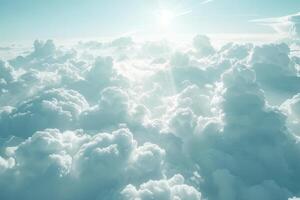 Blue skies sky white fluffy clouds beautiful summer spring weather sunny day happiness joy background cumulus cloud meditation meteorology realistic soft shapes photo