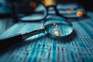 Audit internal financial advice investigation accounting glasses calculator on paper paperwork archive pile of documents analytics data analysis research numbers statistics confidential photo