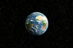 A view of the Earth from space, with a bright blue planet surrounded by a dark sky. The stars are scattered throughout the sky, creating a sense of vastness and wonder photo