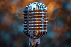 Professional microphone studio podcast stream interview platform radio with micrecording voice singing in bright record studio audio quality equipment content music media entertainment photo
