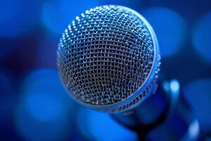 Professional microphone studio podcast stream interview platform radio with micrecording voice singing in bright record studio audio quality equipment content music media entertainment photo