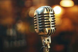 Professional microphone studio podcast stream interview platform radio with micrecording voice singing in bright record studio audio quality equipment content music media entertainment photo