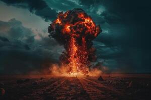 Volcanic eruption volcano erupting with smoke ashes old mountain peak sky covered with fumes natural disaster catastrophe exploding explosion national park lava photo