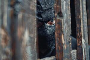 Burglar thief robbing house criminal activity robbery burglary mask crime scene stealing mugger security risk cctv camera catch illegal activity dangerous evil violence gun balaclava photo