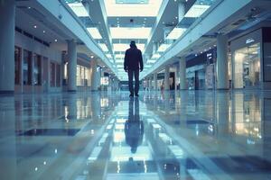 Security guard professional safety patrol man police employee mall safe business protect serve confident authority public space secure guarding agent staff shop convenience store grocery photo