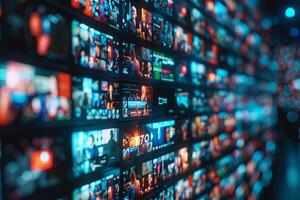Multimedia screens recording translation broadcast record tv television display media entertainment image network connection monitor streaming internet web modern high quality show photo