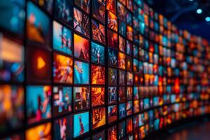 Multimedia screens recording translation broadcast record tv television display media entertainment image network connection monitor streaming internet web modern high quality show photo