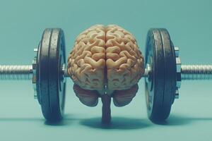 Human brain doing workout heavy work powerlifting power calculations health intelligence smart person training education depiction of creativity exercise mental state sport spirit photo