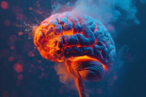 Human brain colorful splash creativity exploding with new ideas plans motivation brainstorm and education concept emotional intelligence mindfulness minds science abstract intellect photo