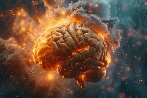 Human brain colorful splash creativity exploding with new ideas plans motivation brainstorm and education concept emotional intelligence mindfulness minds science abstract intellect photo