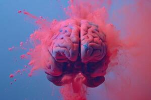 Human brain colorful splash creativity exploding with new ideas plans motivation brainstorm and education concept emotional intelligence mindfulness minds science abstract intellect photo