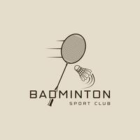 shuttlecock and racket of badminton logo line art simple minimalist illustration template icon graphic design. sport sign and symbol for club or academy or tournament mascot concept vector