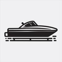 speed boat icon silhouette art illustration, solid white background vector