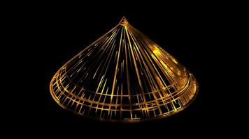 Neon frame effect Vietnamese conical hat Non La, glow, black background. video