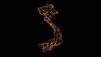 Neon frame effect Vietnam map , glow, black background. video