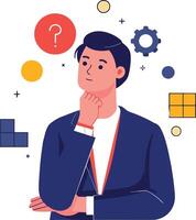 Businessman making decision, finding solution and solving a problem vector
