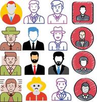 Diverse set of male avatars representing different professions and styles vector