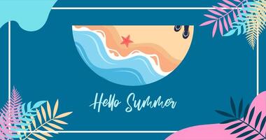 Summer beach background. illustration in flat design style. file EPS vector