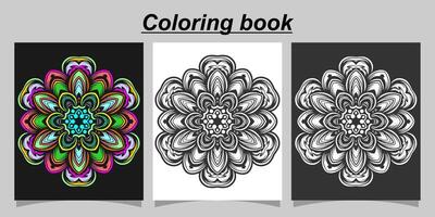 mandala shape coloring book. Isolated on white and black background. accompanied by colored contour. vector