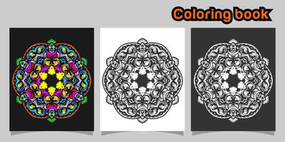 mandala shape coloring book. Isolated on white and black background. accompanied by colored contour. vector