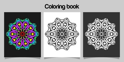 mandala shape coloring book. Isolated on white and black background. accompanied by colored contour. vector