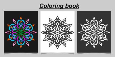 mandala shape coloring book. Isolated on white and black background. accompanied by colored contour. vector