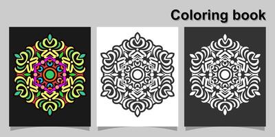 mandala shape coloring book. Isolated on white and black background. accompanied by colored contour. vector