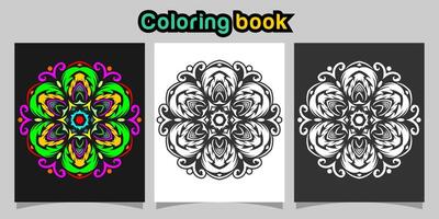mandala shape coloring book. Isolated on white and black background. accompanied by colored contour. vector
