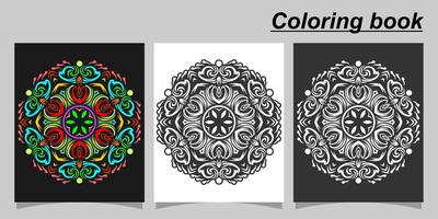 mandala shape coloring book. Isolated on white and black background. accompanied by colored contour. vector