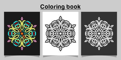 mandala shape coloring book. Isolated on white and black background. accompanied by colored contour. vector