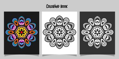 mandala shape coloring book. Isolated on white and black background. accompanied by colored contour. vector