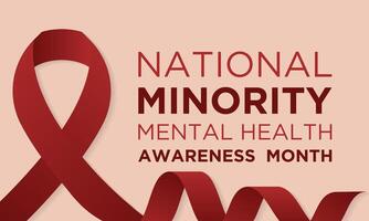 National minority mental health awareness month is observed every year in July. Minority mental health awareness month. template for banner, greeting card, poster with background. vector