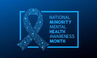 National minority mental health awareness month is observed every year in July. Minority mental health awareness month. template for banner, greeting card, poster with background. vector
