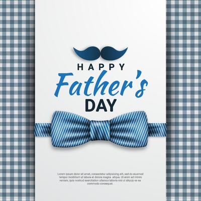 Father's Day poster or banner template with bow tie and mustache. For Father's Day in Promotion flat style and shopping templates for love dad