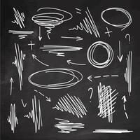 Hand-drawn underline element set for accent, scribble doodle underline emphasis line shape set on chalkboard background. Hand drawn vector
