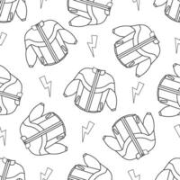 Classic y2k, 90s and 2000s aesthetic. Outline style retro tracksuit of the 90s, jacket, zip-up jacket, vintage seamless pattern. vector