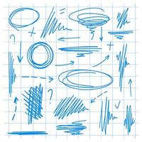 Hand-drawn underline element set for accent, scribble doodle underline emphasis line shape set. Hand drawn stroke elements. vector