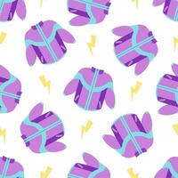 Classic y2k, 90s and 2000s aesthetic. Flat style retro tracksuit of the 90s, jacket, zip-up jacket, vintage seamless pattern. Hand-drawn . vector