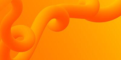 Bright orange colored background with gradient and abstract 3d tube shaped figure Sunny template for your business cover presentation Futuristic banner for invitations announcement websites vector
