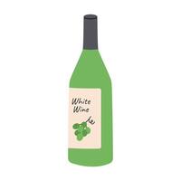 White wine in a bottle. Flat illustration isolated on white background. vector