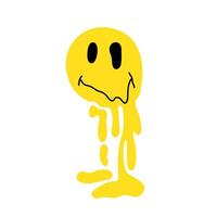 Dripping emoticon flat style. Funny face on a white background. Retro badges, 2000s badges. vector