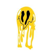 Dripping emoticon flat style. Funny face on a white background. Retro badges, 2000s badges. vector