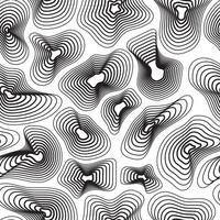 Monochrome Abstract Topographic Contours Seamless Pattern vector